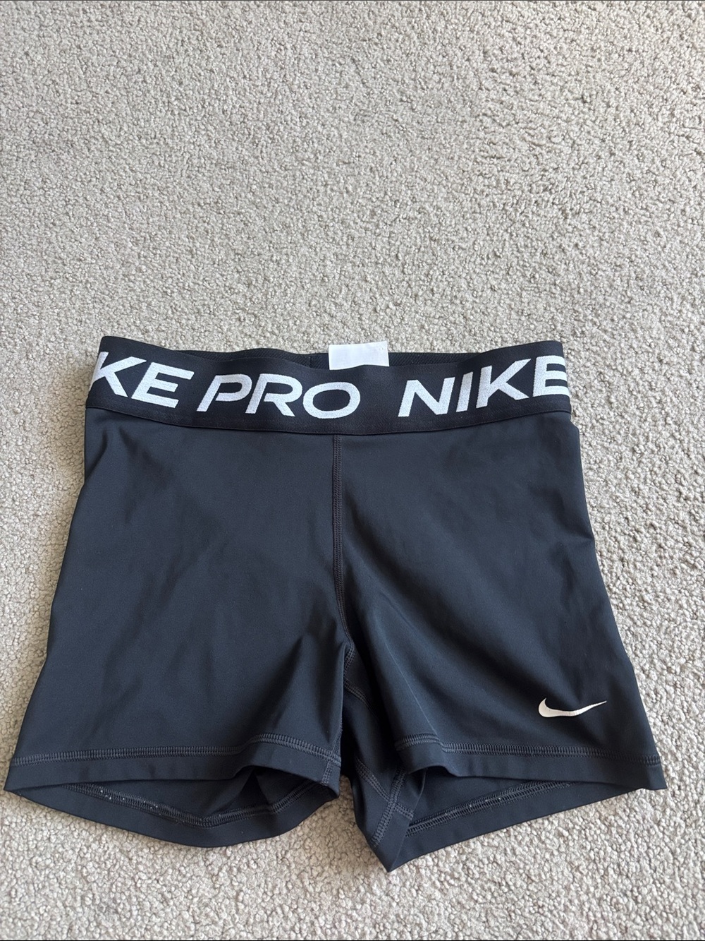 Nike Black Women's Pro Stretch Training Shorts with White Swoosh